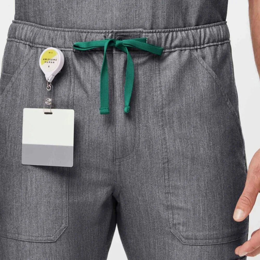Figs Men's 'Cairo' Cargo Scrub Pants in 'Graphite' Gray/Green Size Large